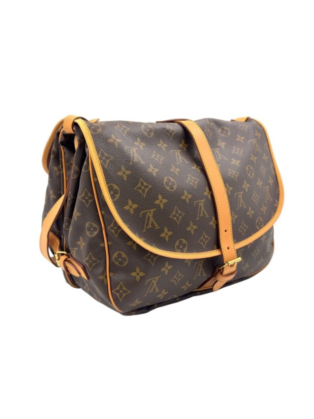 Louis Vuitton Saumur 35 Monogram Leather Brown Shoulder Bag Gold - Picture 2 of 15